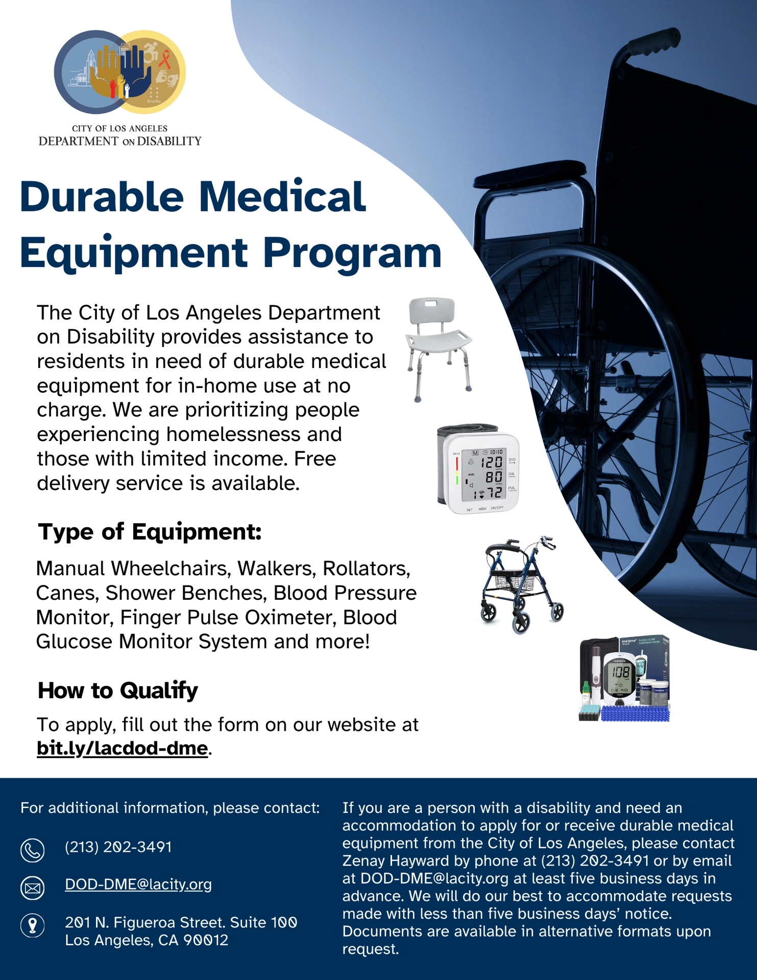 Durable Medical Equipment Flyer with information about the program and how to apply. Opens PDF of the file.